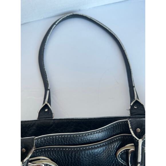Cole Haan Stone Village Large Black Pebble Leather with Ivory Trim Shoulder Bag - Picture 13 of 13